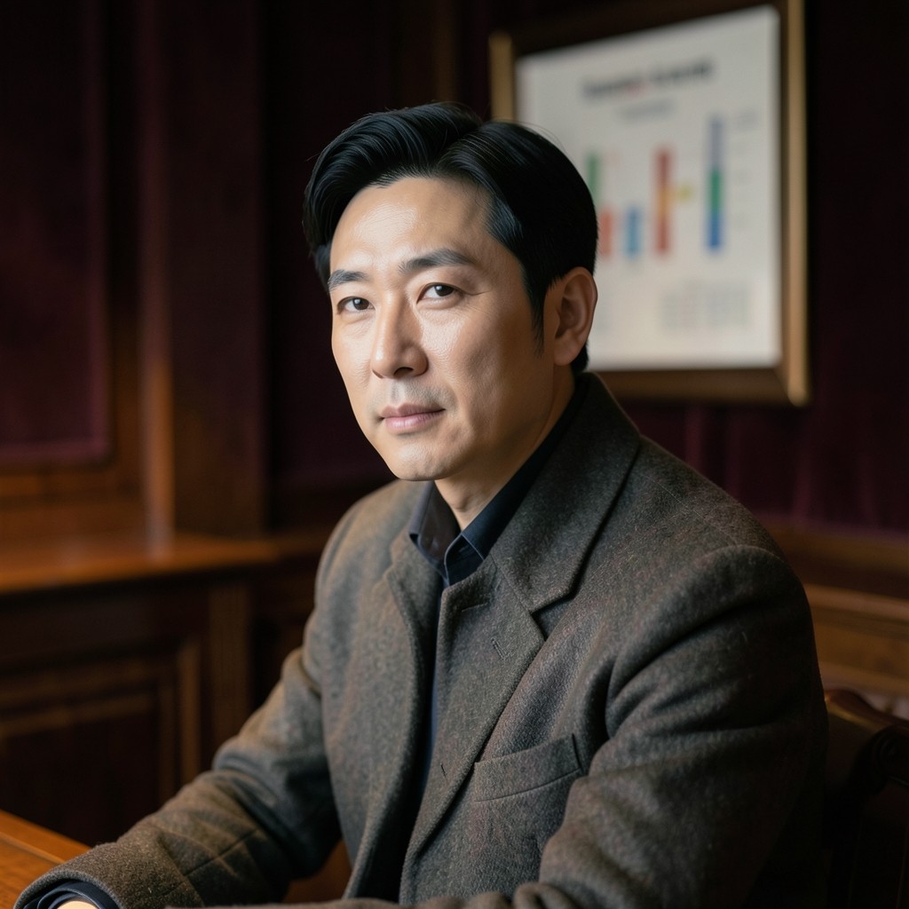 Portrait of a man in a dark jacket seated in the chart room