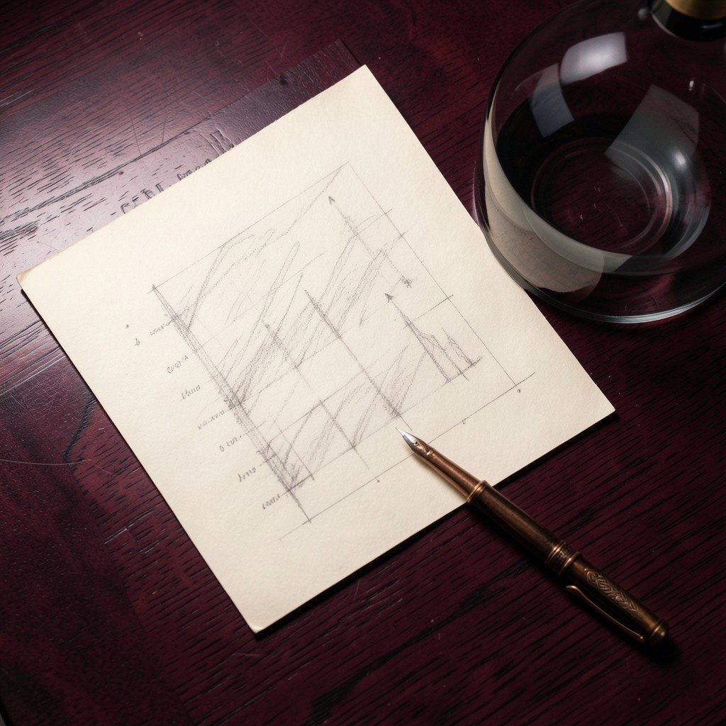 Overhead view of a pencil plan and a printed chart on a dark table